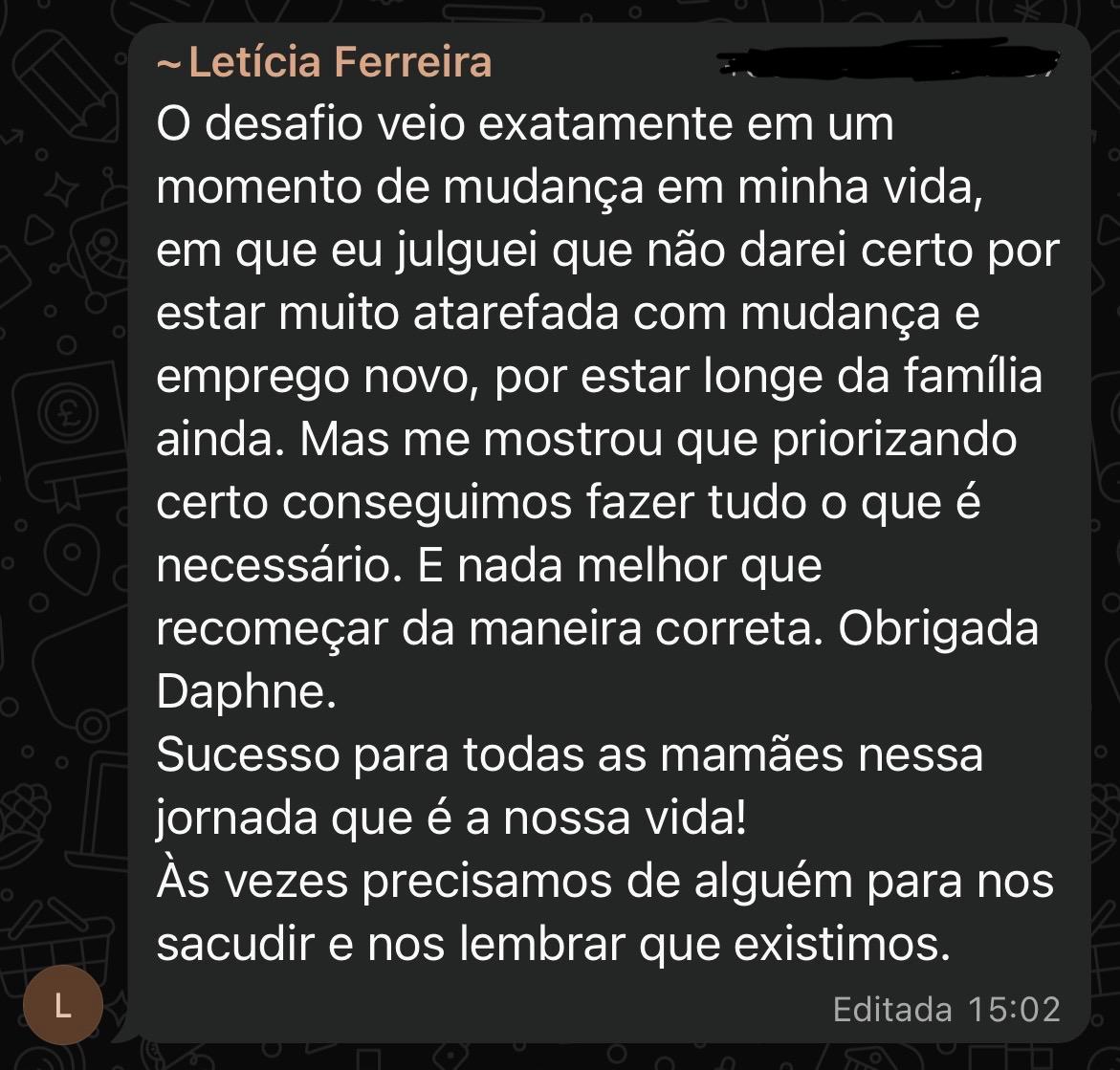 Depoimento de mãe
